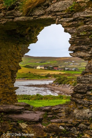 Ballycarberry-Castle-window-onto-the-bay-Ring-of-Kerry-Ireland