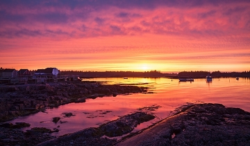 5 Red Dawn at Blue Rocks fishing village Lunenburg Nova Scotia Canada