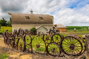 Dahmen-Barn-with-Wheel-fence-Uniontown-Washington-Palouse